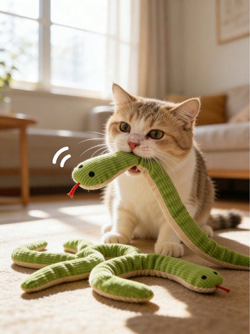 1/2pcs Cat Toy Snake, Crinkle Sound Soft Linen Kick Toy For Cats, 13 Inch Long Plush Snake Toy, Interactive Kitten Exercise Toy With Realistic Crinkle Noise, Indoor Cat & Small Dogs Hunting Toy For All Breeds
