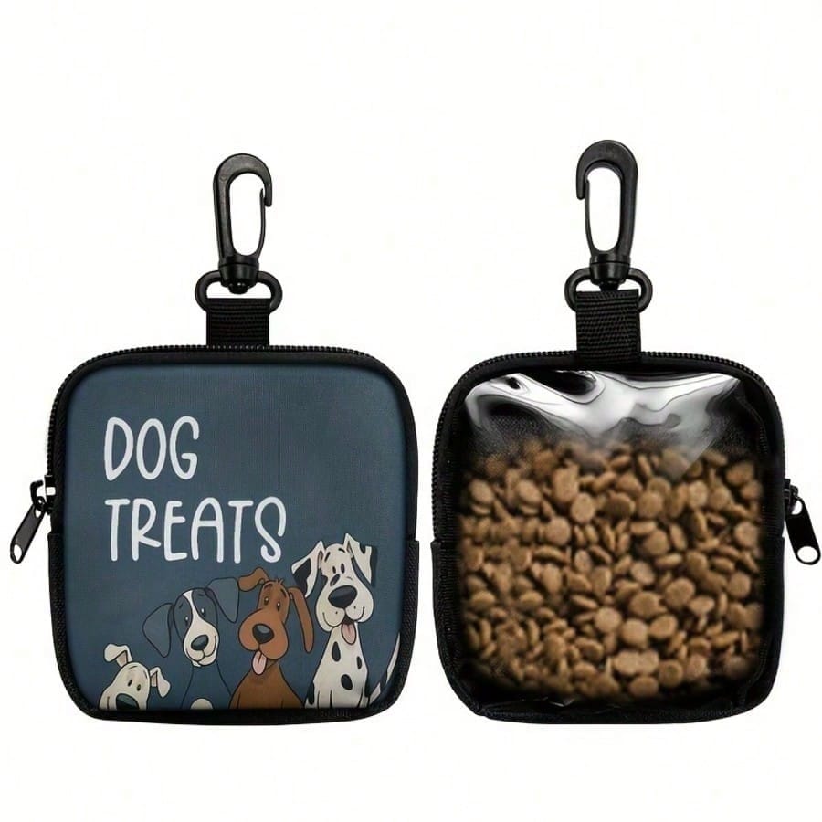 Ziplock Dog Treat Bag - Portable Polyester Pet Snack Pouch, Suitable For Outdoor Activities And Walking, Colorful Design, Single-Sided Printing, Transparent On One Side, Essential For Dog Walking | Vibrant Dog Accessories | Durable Zipper Closure