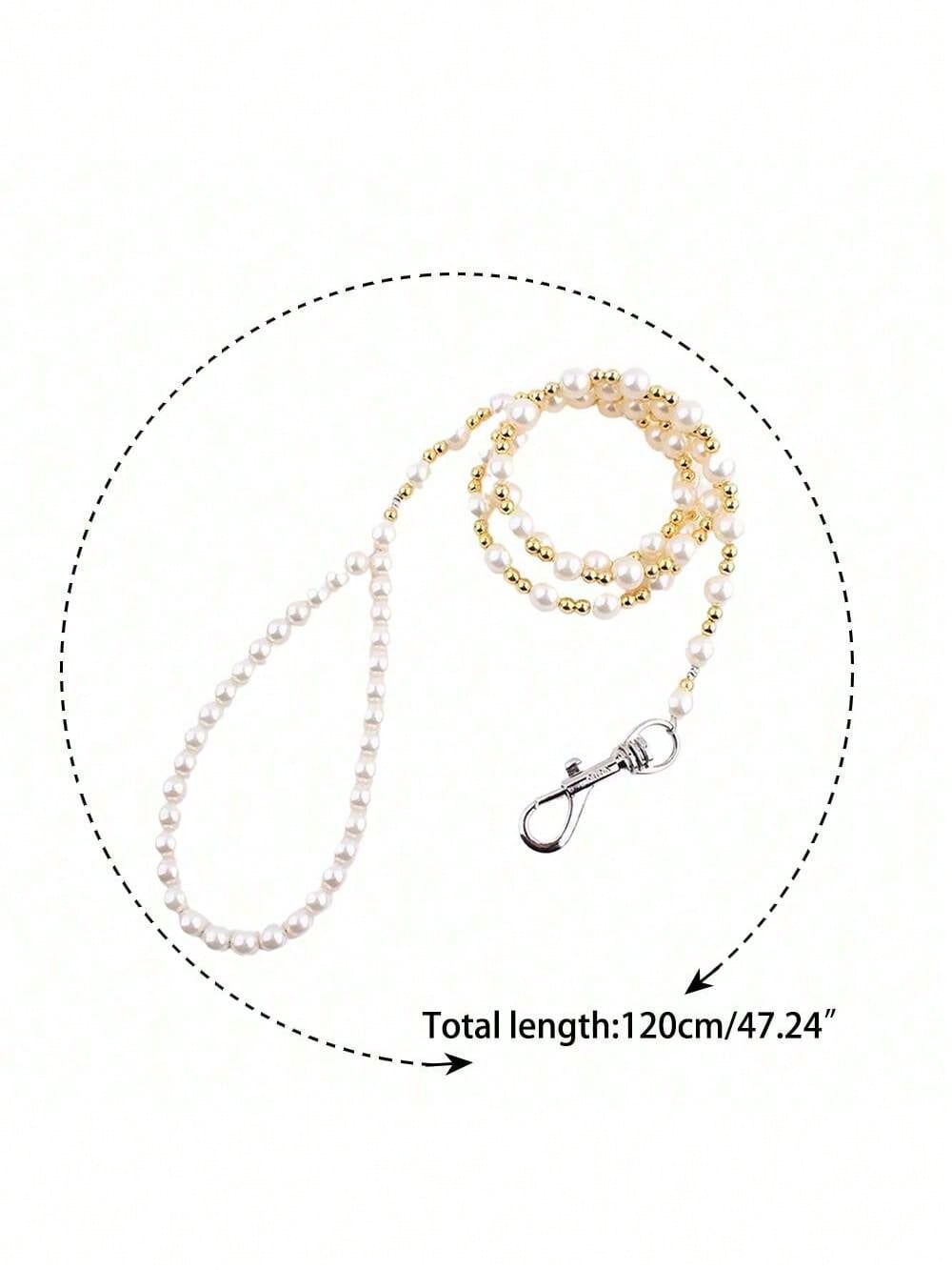 Multicolor pearl beaded pet leash for cats and dogs with a secure clasp, designed as a stylish walking and training lead.