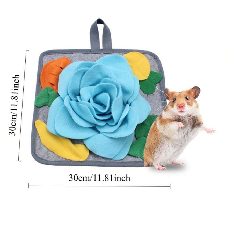 Multicolor pet sniff training mat with fruit and vegetable pattern for cats and dogs.
