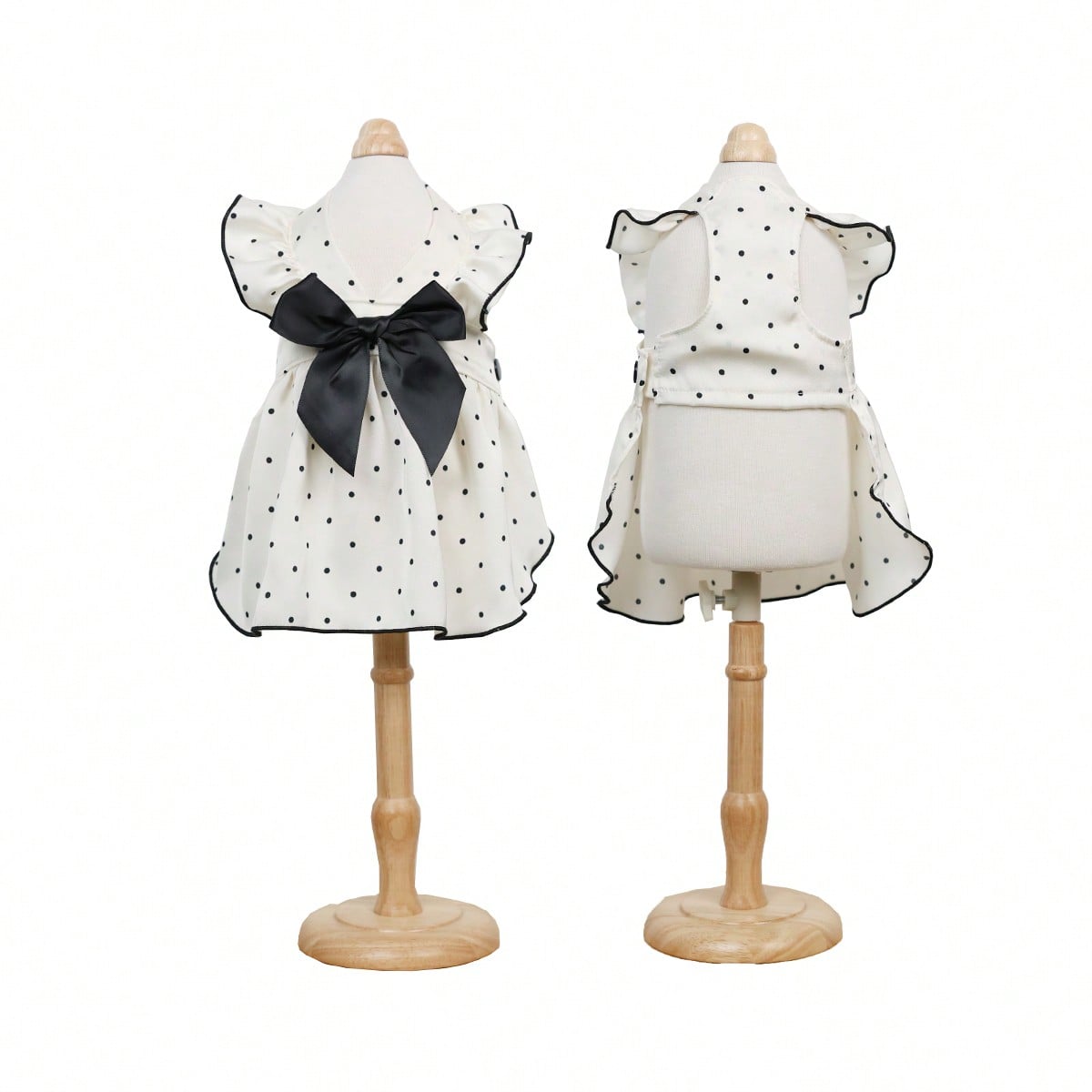 Pet Princess Dress, Red Polka Dot Ruffle Fly Sleeve Dog Dress With Big Satin Bow, Summer Elegant Puppy Cat Outfit For Small Breed Chihuahua Yorkie Birthday Party Clothes