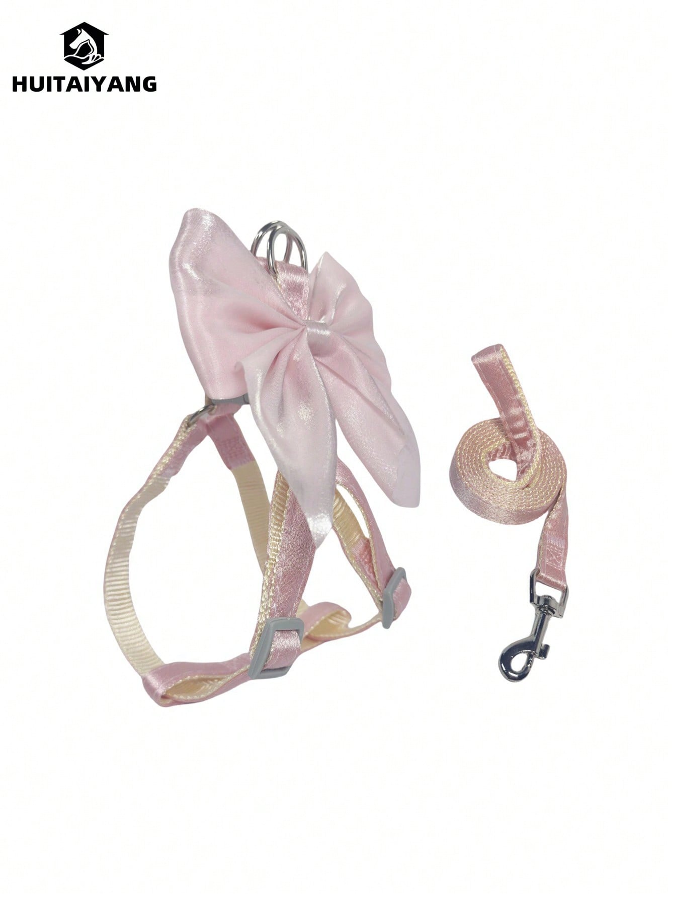 2-piece X-shape polyester pet leash and harness set with angel wing chest strap decor for cats and small to medium dogs
