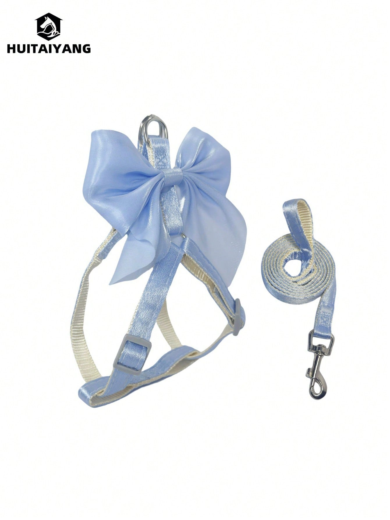 2-piece X-shape polyester pet leash and harness set with angel wing chest strap decor for cats and small to medium dogs