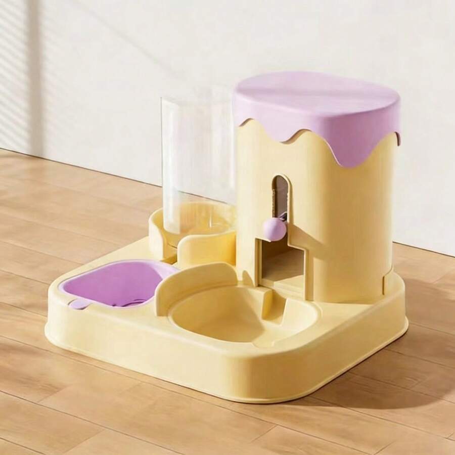 A 3.6L 2-in-1 pet feeder and water dispenser made of polyvinyl chloride for cats and dogs.