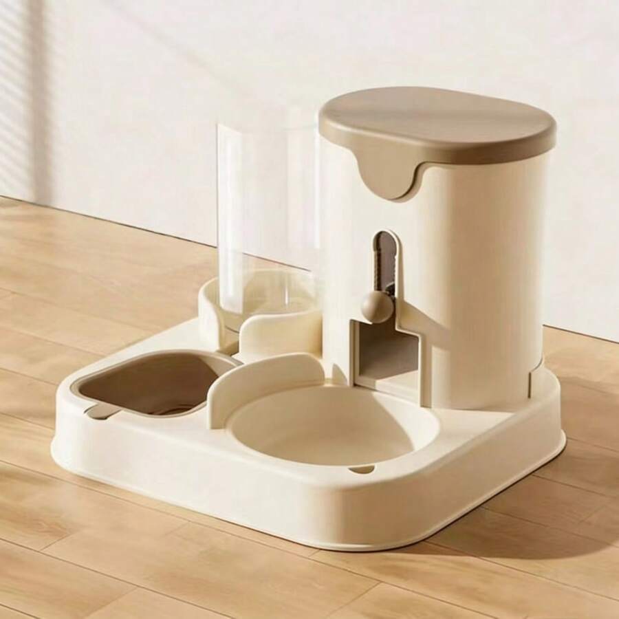 A 3.6L 2-in-1 pet feeder and water dispenser made of polyvinyl chloride for cats and dogs.