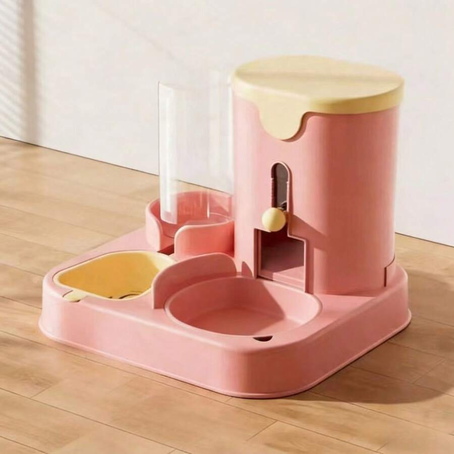 A 3.6L 2-in-1 pet feeder and water dispenser made of polyvinyl chloride for cats and dogs.