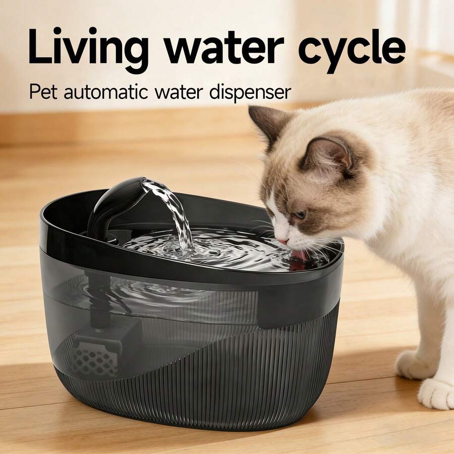 Automatic 2.2L cat water fountain with USB powered quiet pump and ABS construction.