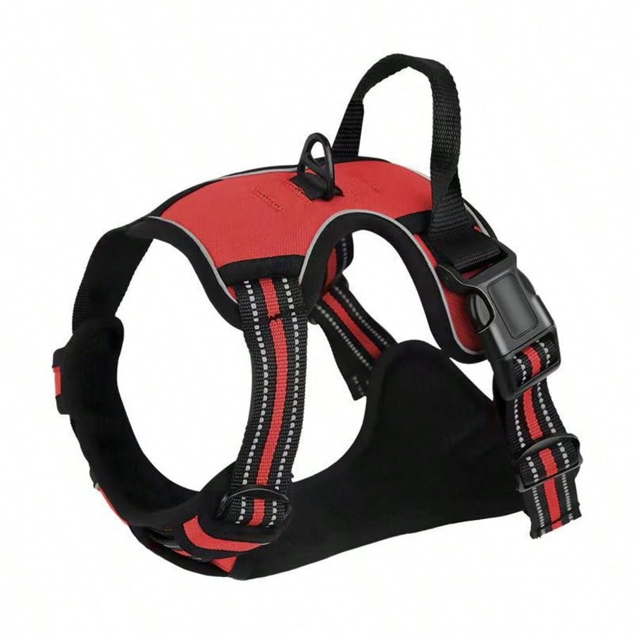 Reflective anti-pull dog harness and leash set with quick release buckle and comfortable thick handle for walking and training cats or dogs