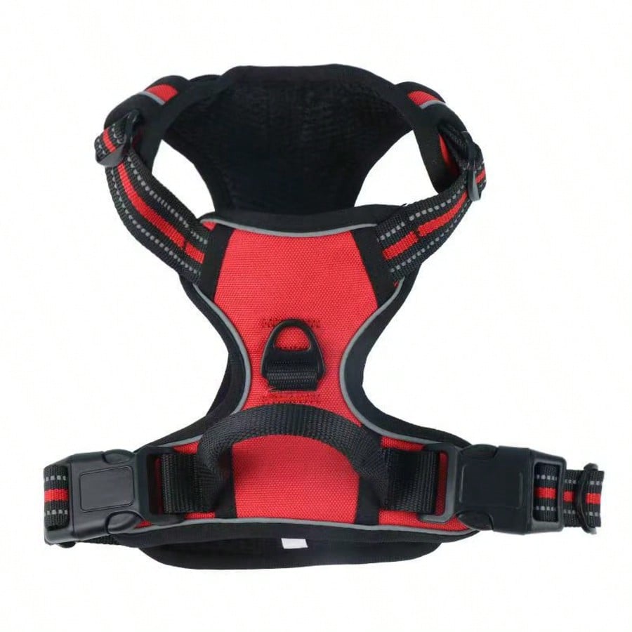 Reflective anti-pull dog harness and leash set with quick release buckle and comfortable thick handle for walking and training cats or dogs