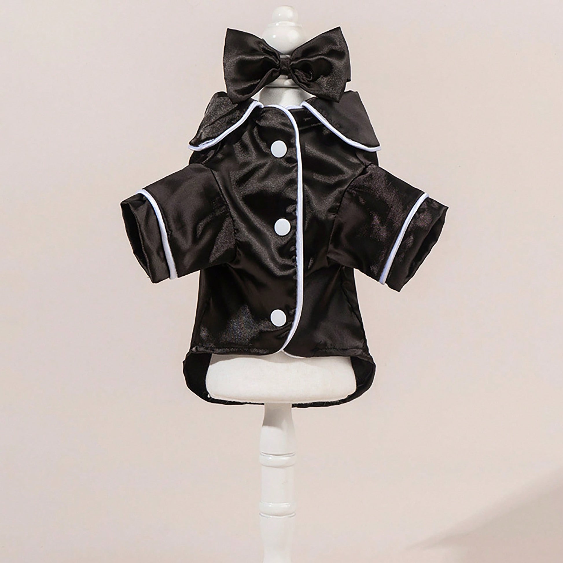 1 Set Satin Sleepwear & Loungewear, Peter Pan Collar Pet Dress, Lace Peter Pan Collar Warm Thickened Woolen Pet Dress For Dogs & Cats