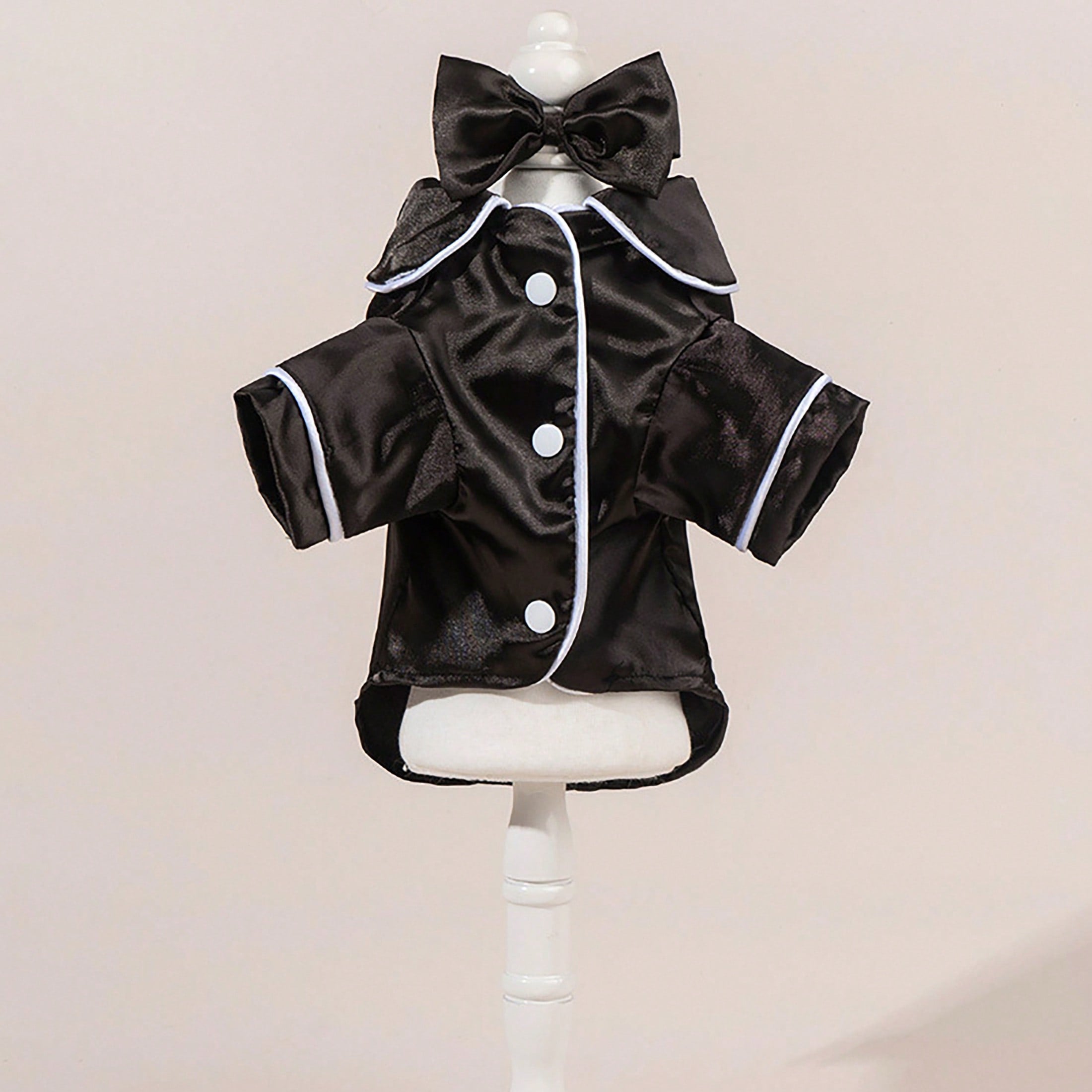 1 Set Satin Sleepwear & Loungewear, Peter Pan Collar Pet Dress, Lace Peter Pan Collar Warm Thickened Woolen Pet Dress For Dogs & Cats
