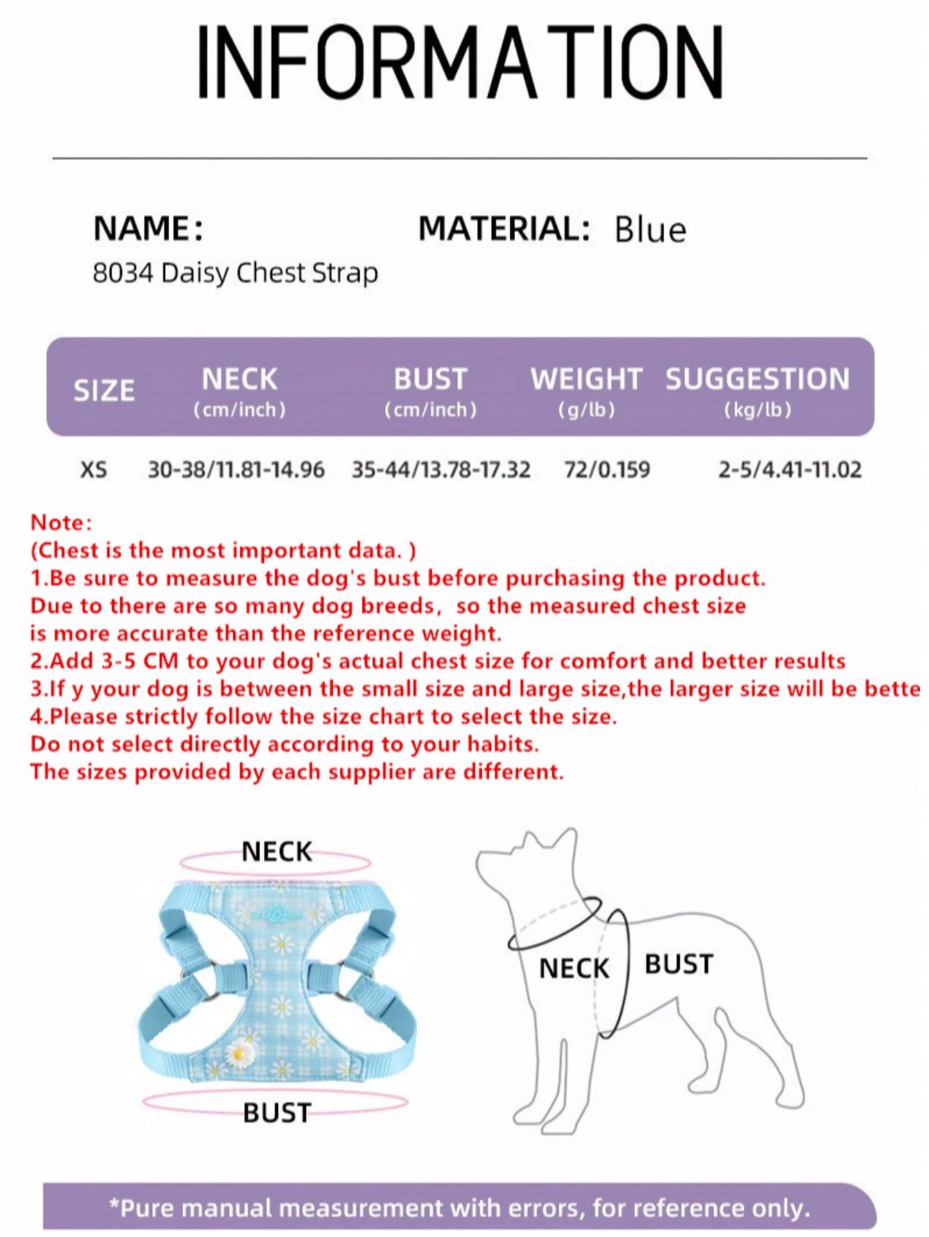 Baby pink small dog harness and leash set with daisy plant pattern, adjustable buckles, and lightweight polyester design for puppies and small breeds