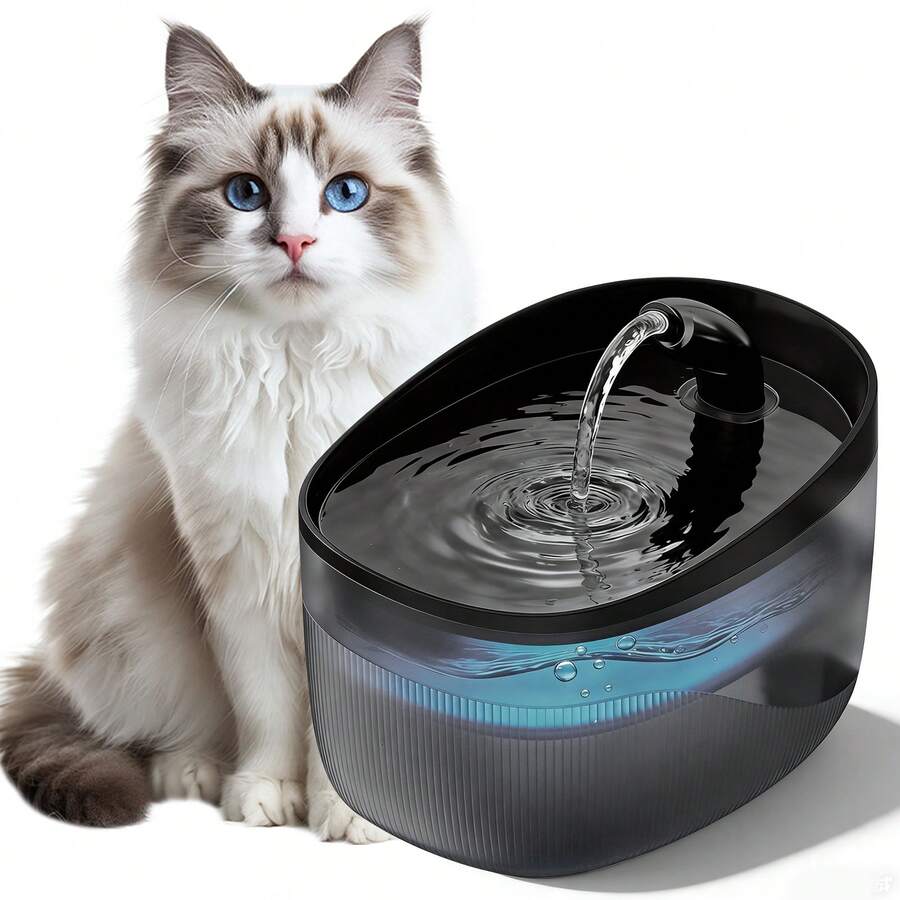 Automatic 2.2L cat water fountain with USB powered quiet pump and ABS construction.