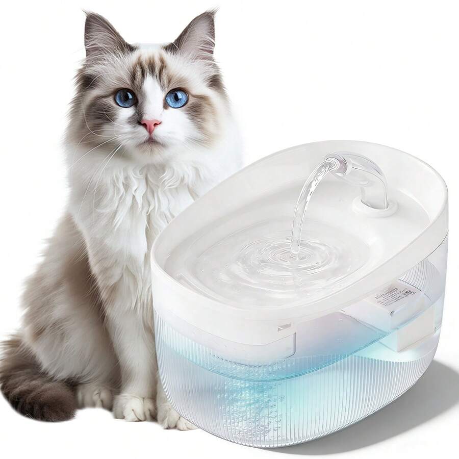 Automatic 2.2L cat water fountain with USB powered quiet pump and ABS construction.