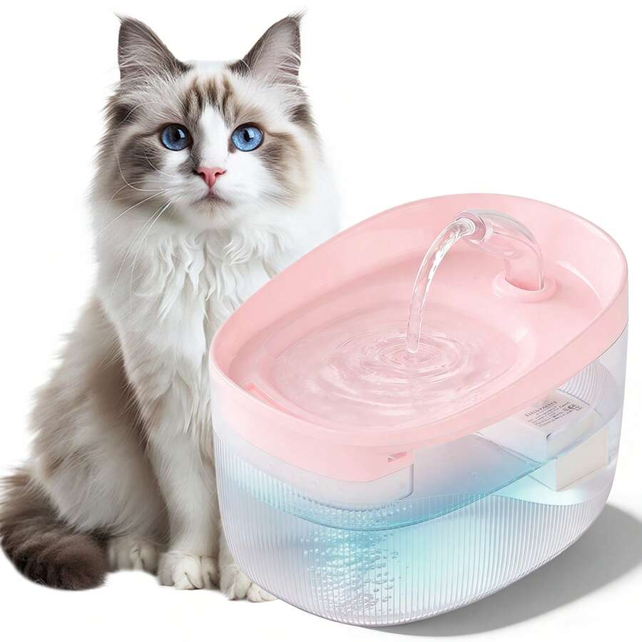 Automatic 2.2L cat water fountain with USB powered quiet pump and ABS construction.
