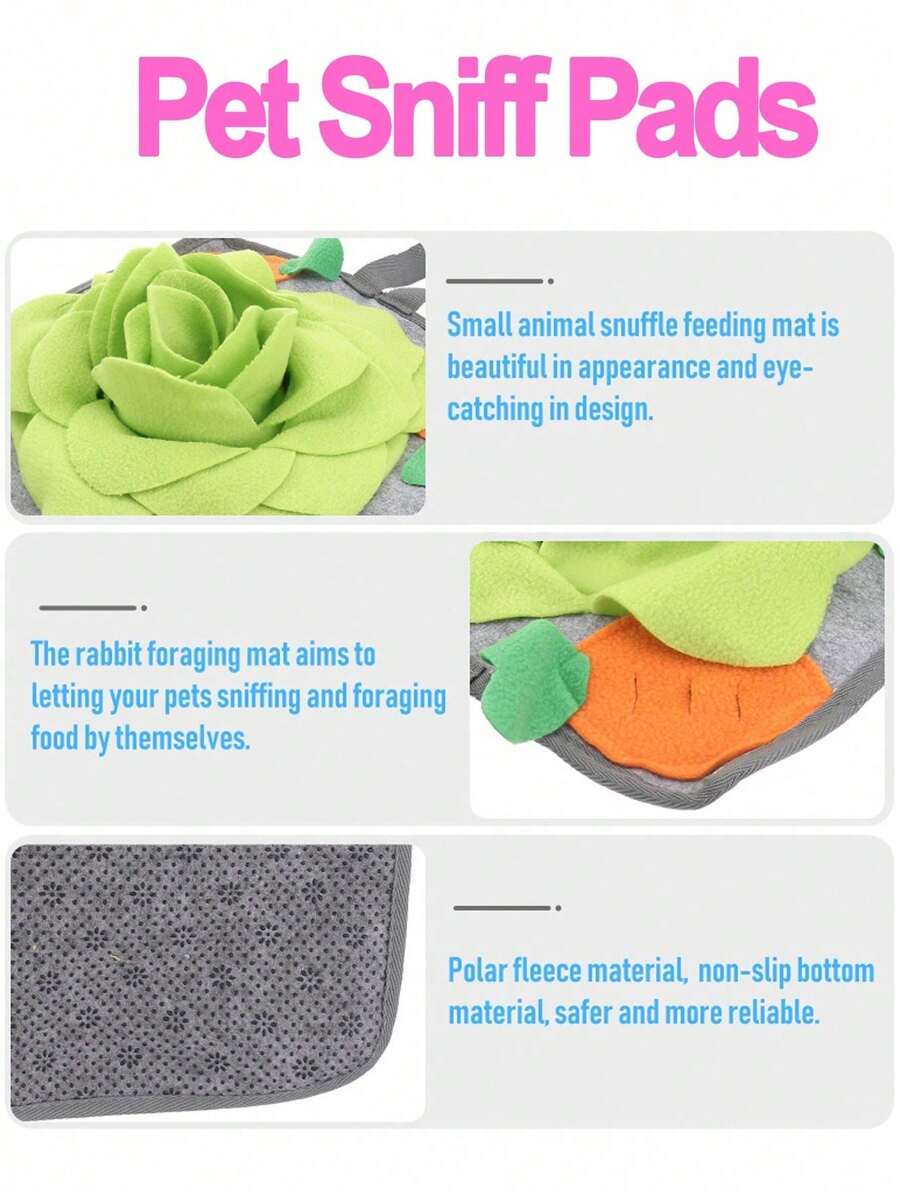 A 100% polyester small pet sniffing and slow feeder mat for rabbits and hamsters.