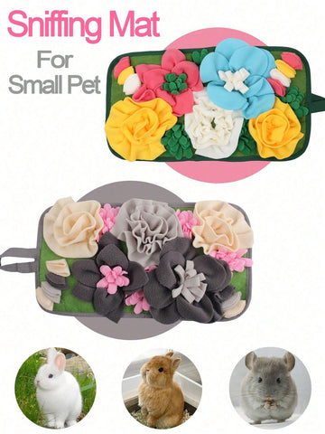 A 100% polyester small pet sniffing and slow feeder mat for rabbits and hamsters.