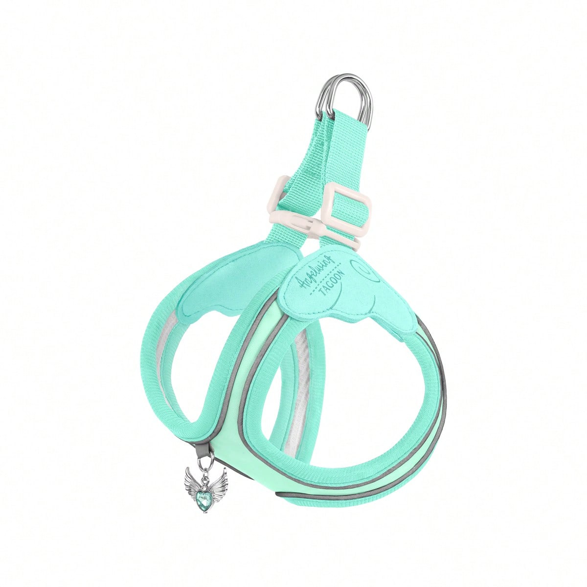 Multicolor colorblock step-in dog harness made of polyester breathable mesh with reflective safety details for small dogs and cats