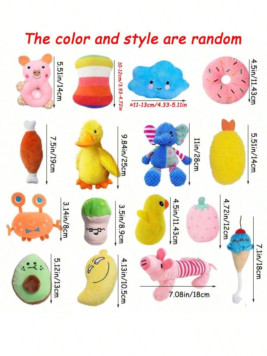 10pcs Random Color & Style Plush Dog Toys Combination, Pet TPR Knotted Toys Combination, Dog Chew Squeaky Toys Combination, Teeth Cleaning Knotted Toys Combination, Suitable For Medium & Small Dogs