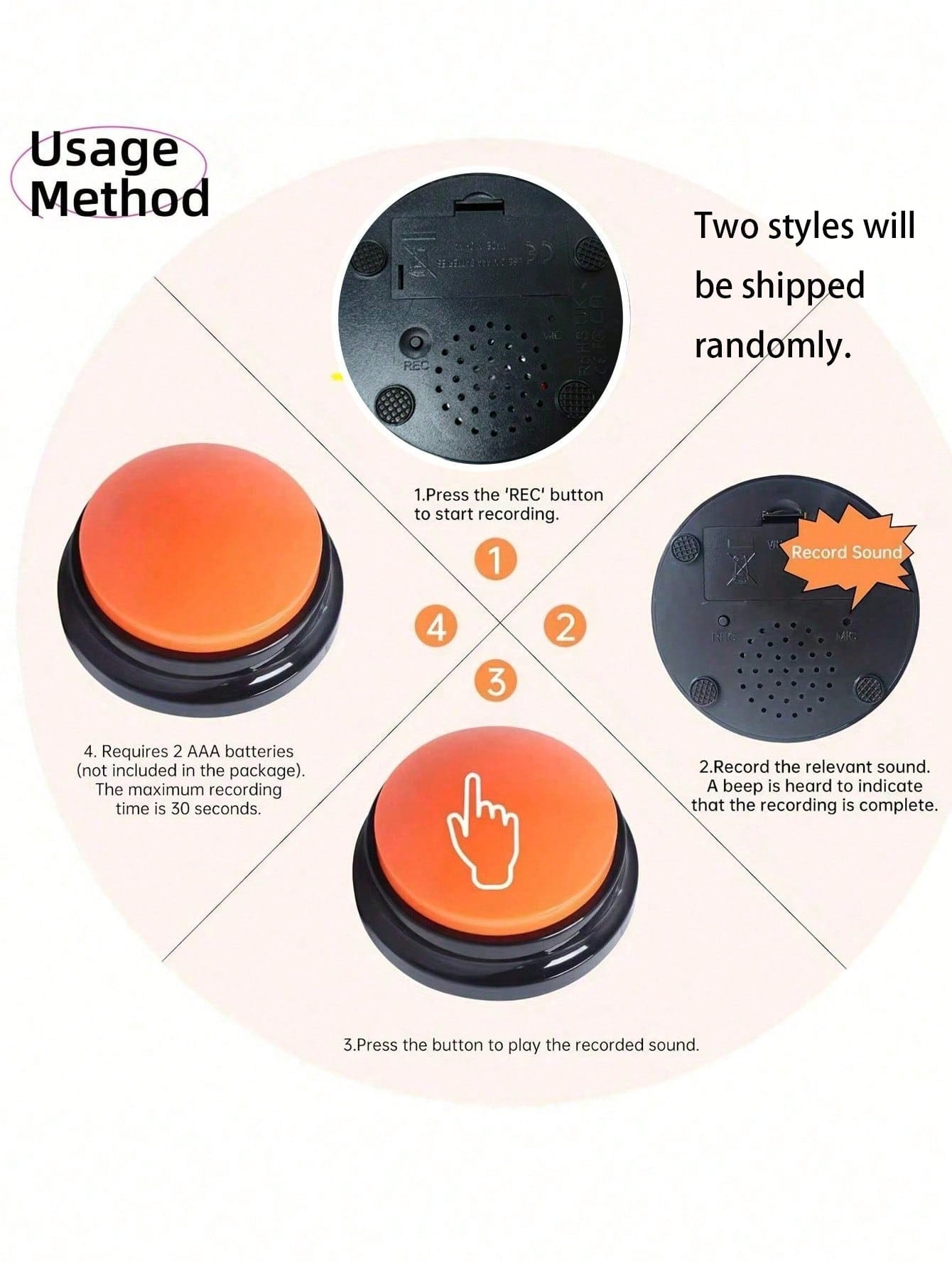 8pcs/Set Dog Voice Recording Buttons, 8 Colors, 30s Recording Time, Pet Training Sound Maker Buzzer