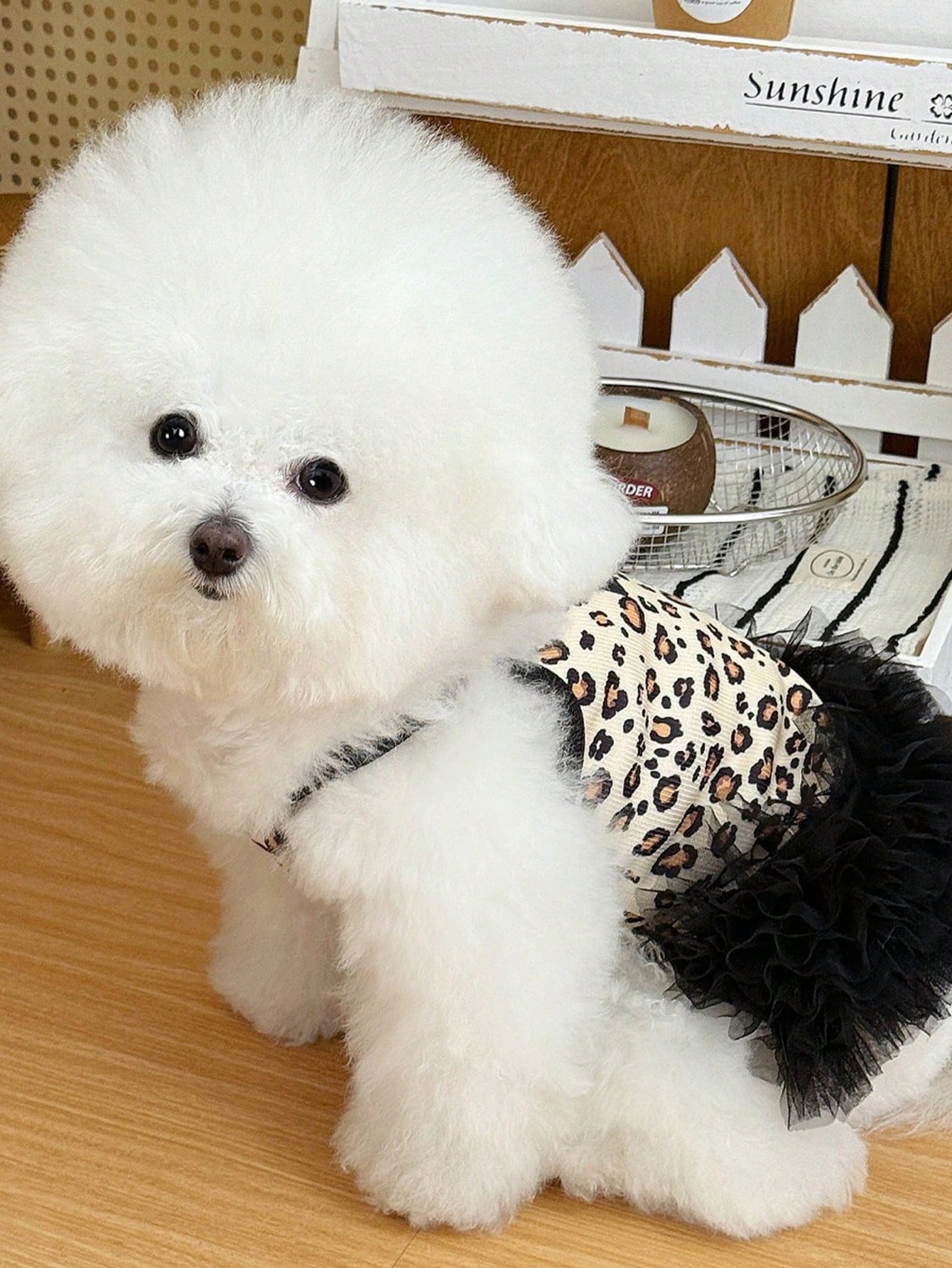 1PC Summer Fairy Leopard Mesh Suspender Dress For Dogs Cats, Anti-Shedding Skirt For Teddy Bichon Pomeranian Maltese