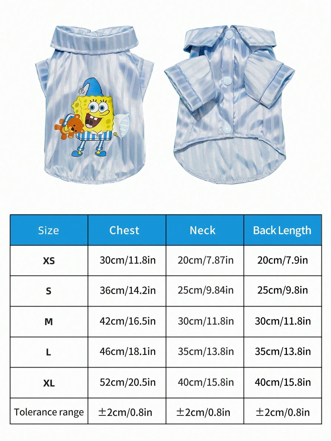 SpongeBob SquarePants | 1pc Pet Clothes, Cute Printed Pajamas In Blue, Cat/Dog Universal Comfortable Home Wear Two-Legged Clothes