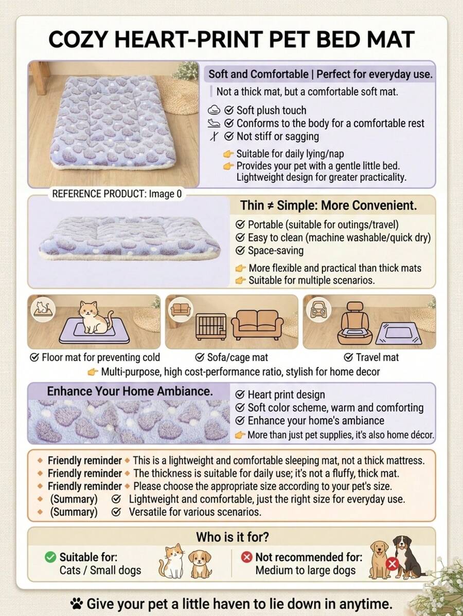 Thickened grey pet bed mat with pink star pattern designed for small and medium cats and dogs