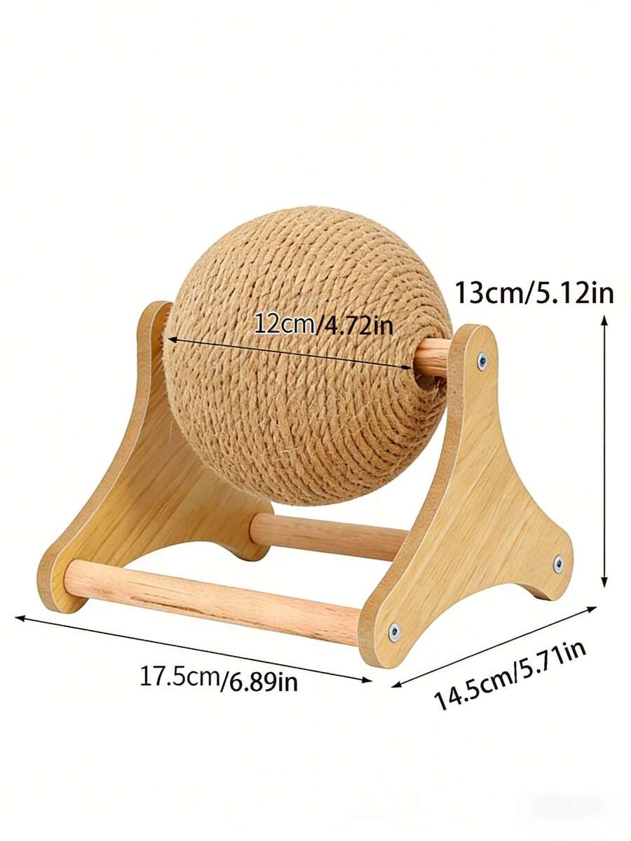 Sisal cat scratching post featuring a vertical roller ball in Lucky Elephant Cat Paw design for cats.