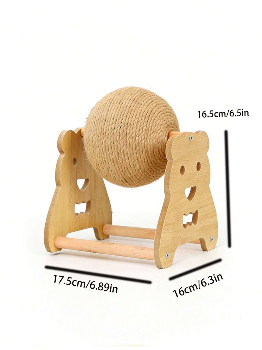 Sisal cat scratching post featuring a vertical roller ball in Lucky Elephant Cat Paw design for cats.