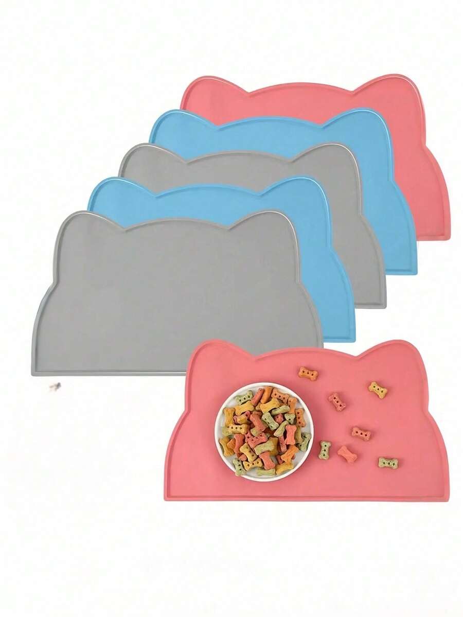 Multicolor silicone pet food mat featuring an anti-slip waterproof design for easy clean feeding.
