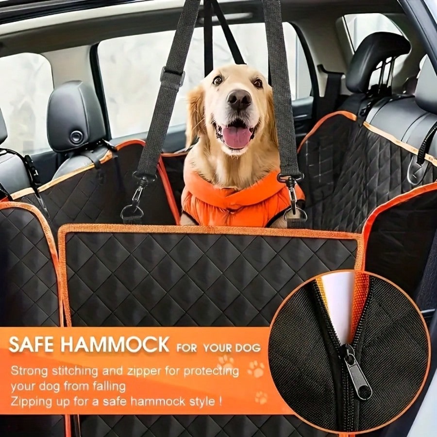LocalDog Car Seat Cover For Back Seat, Waterproof Seat Protector Scratchproof Pet Hammock With 4 Pockets Side Flaps, Washable Non-Slip Rear Seat Protection For Cars Trucks And SUVs