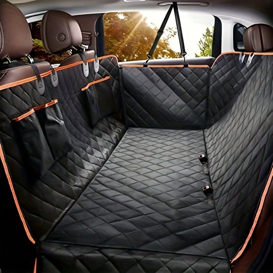 LocalDog Car Seat Cover For Back Seat, Waterproof Seat Protector Scratchproof Pet Hammock With 4 Pockets Side Flaps, Washable Non-Slip Rear Seat Protection For Cars Trucks And SUVs