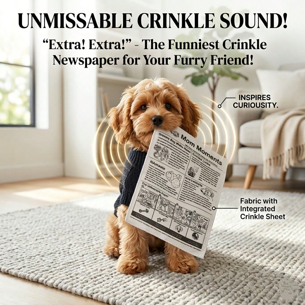Crinkle Paper Toy Suitable For All Dogs & Cats - Crinkly Sound Toy, Durable Fabric-Filled Toy For Small, Medium & Large Pets, Helps Relieve Boredom & Anxiety, Washable Pet Toy, No Battery Needed, Brings Interactive Fun For Furry Friends