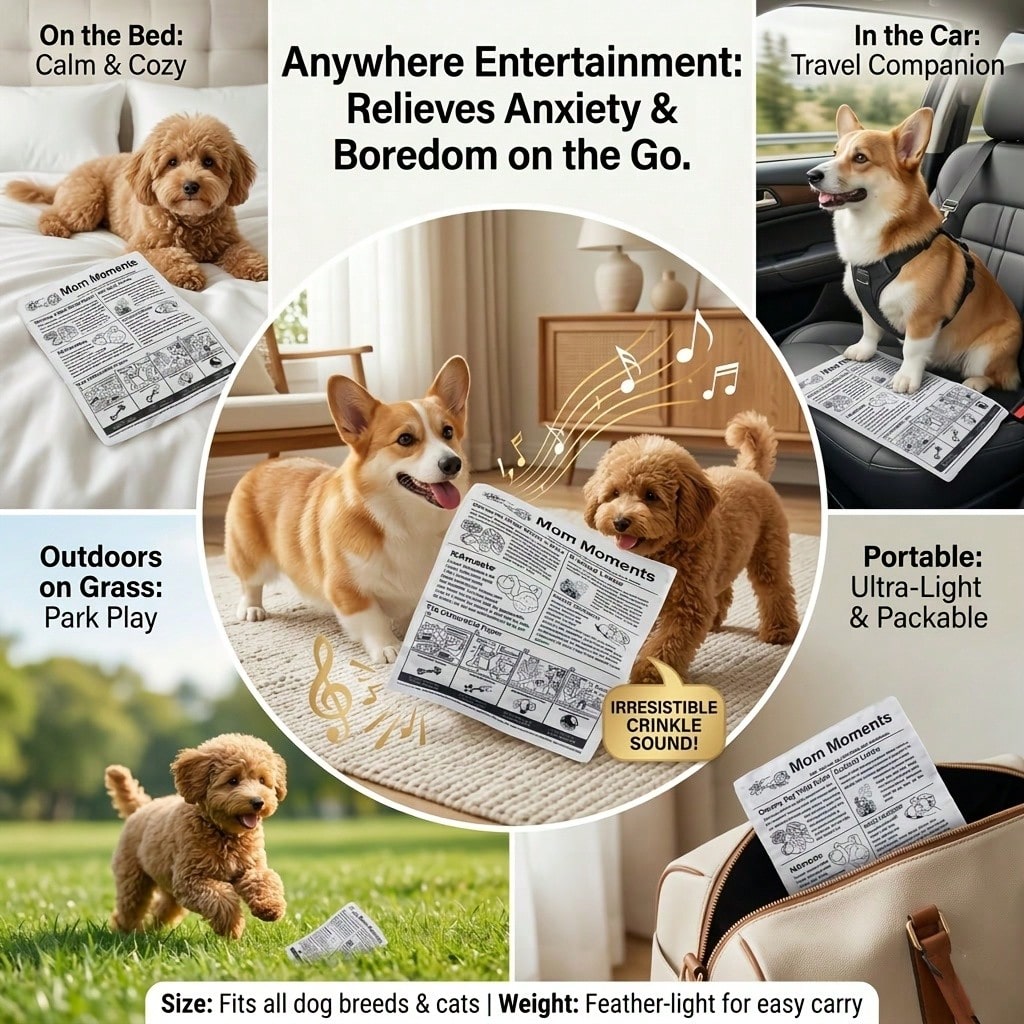 Crinkle Paper Toy Suitable For All Dogs & Cats - Crinkly Sound Toy, Durable Fabric-Filled Toy For Small, Medium & Large Pets, Helps Relieve Boredom & Anxiety, Washable Pet Toy, No Battery Needed, Brings Interactive Fun For Furry Friends