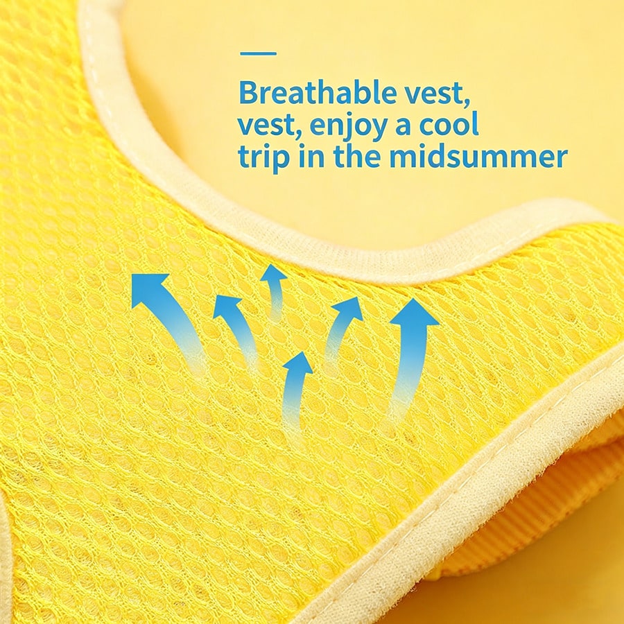Adjustable nylon pet leash and vest-style harness set with cartoon duck design for cats and small dogs, suitable for outdoor walks or decorative use