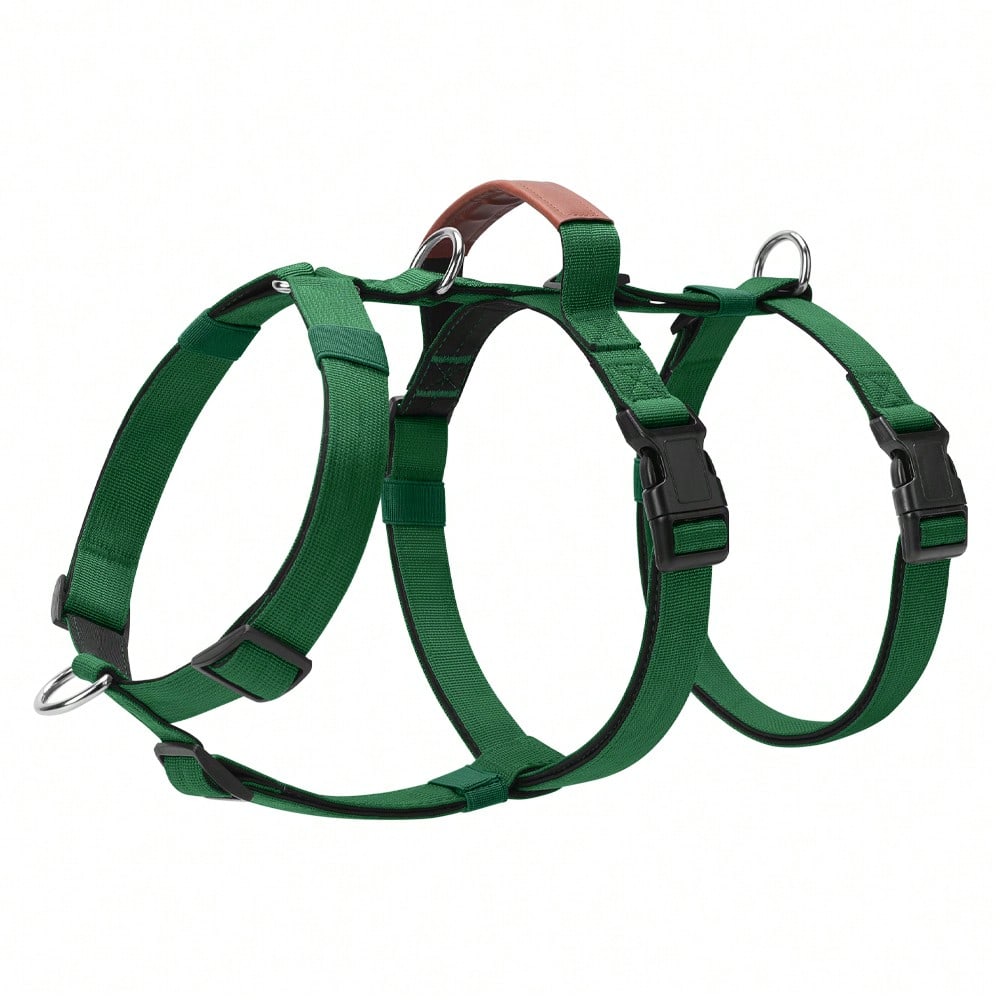 Heavy Duty Escape-Proof Dog Harness Leash For Large Dogs, Summer, 3-Strap Safety Design With Soft Nylon Padding, Suitable For Long-Bodied Breeds, Durable Nylon Material, Ideal For Walking, Training Breeds Like Dalmatians And Strong Pullers