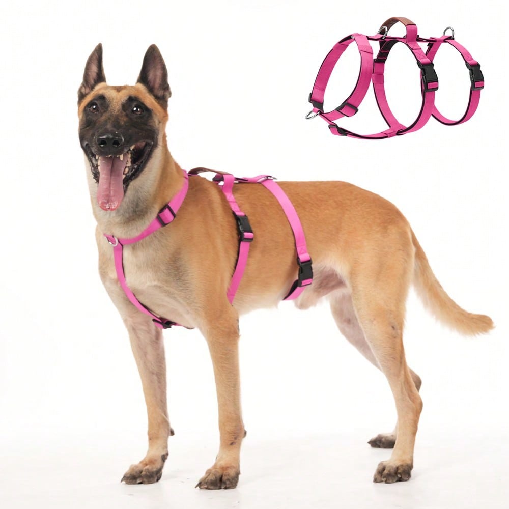 Heavy Duty Escape-Proof Dog Harness Leash For Large Dogs, Summer, 3-Strap Safety Design With Soft Nylon Padding, Suitable For Long-Bodied Breeds, Durable Nylon Material, Ideal For Walking, Training Breeds Like Dalmatians And Strong Pullers