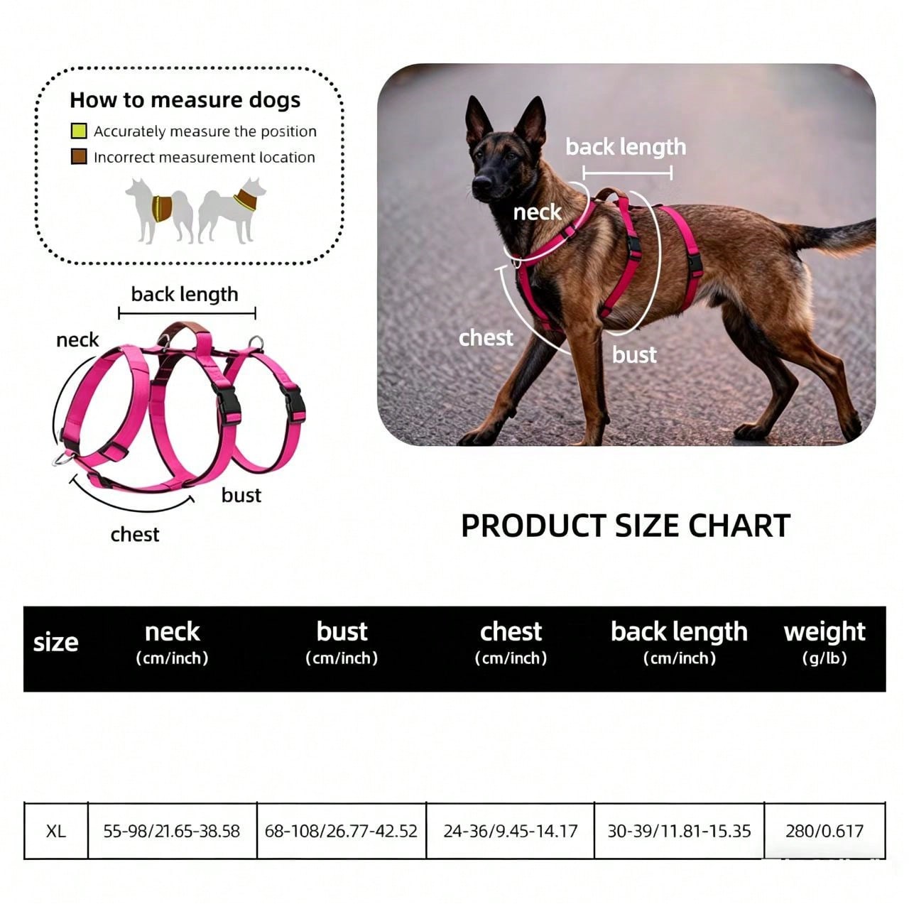 Heavy Duty Escape-Proof Dog Harness Leash For Large Dogs, Summer, 3-Strap Safety Design With Soft Nylon Padding, Suitable For Long-Bodied Breeds, Durable Nylon Material, Ideal For Walking, Training Breeds Like Dalmatians And Strong Pullers