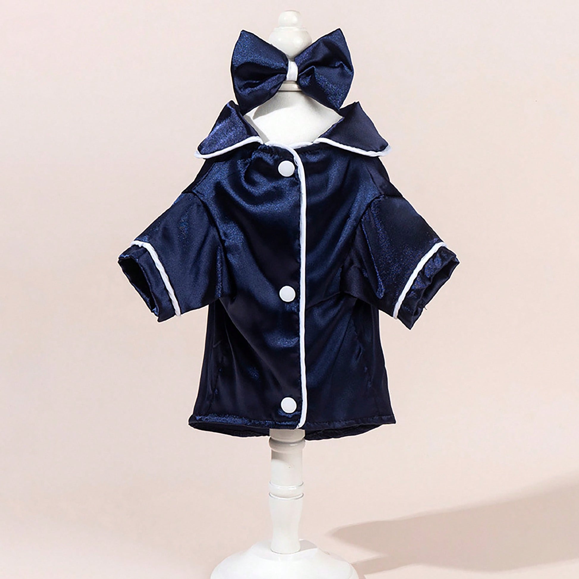1 Set Satin Sleepwear & Loungewear, Peter Pan Collar Pet Dress, Lace Peter Pan Collar Warm Thickened Woolen Pet Dress For Dogs & Cats
