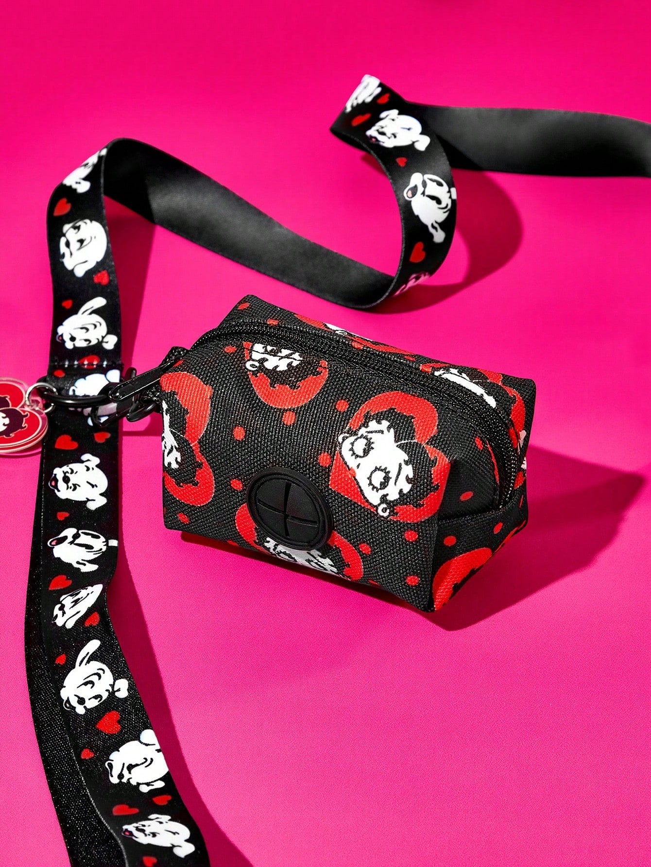 Multicolor cartoon pattern polyester pet harness and leash set with adjustable harness length for cats and dogs
