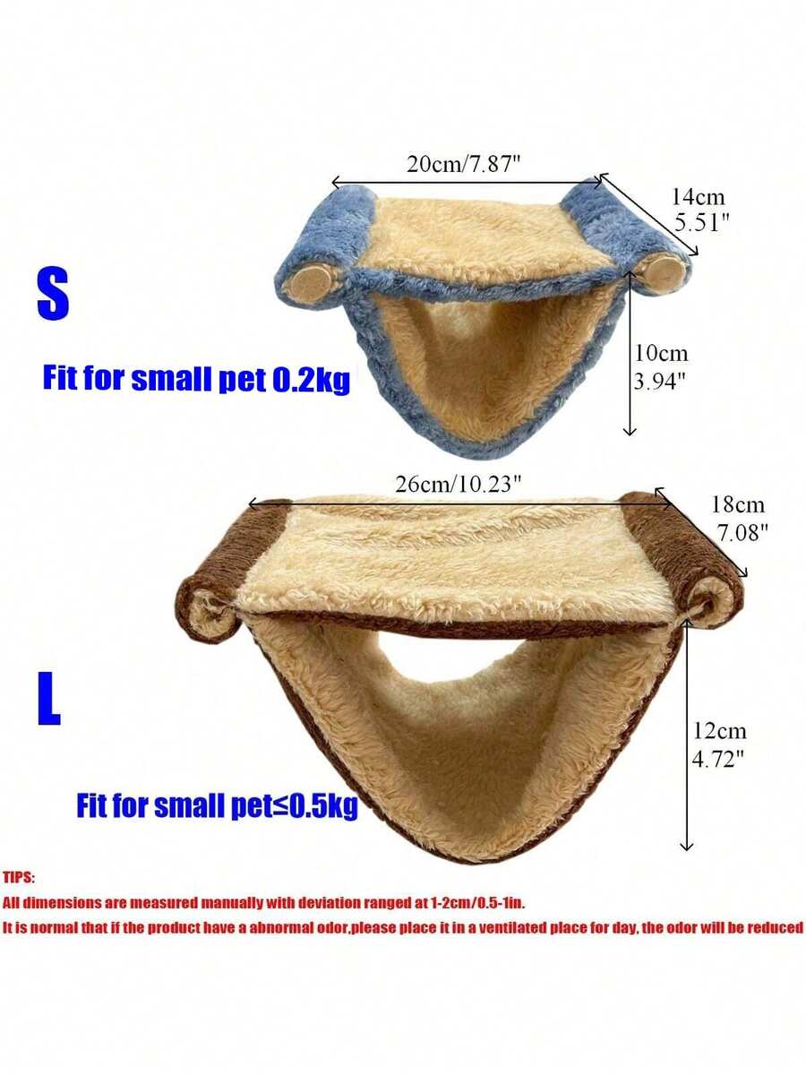 Multicolor soft coral fleece hanging hammock bed designed for hamsters, sugar gliders, and small pets