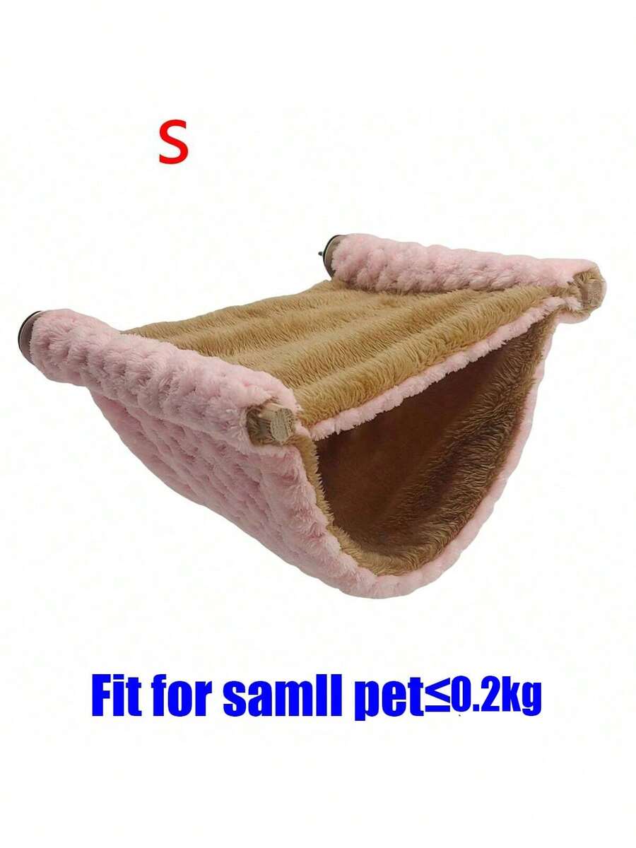 Multicolor soft coral fleece hanging hammock bed designed for hamsters, sugar gliders, and small pets
