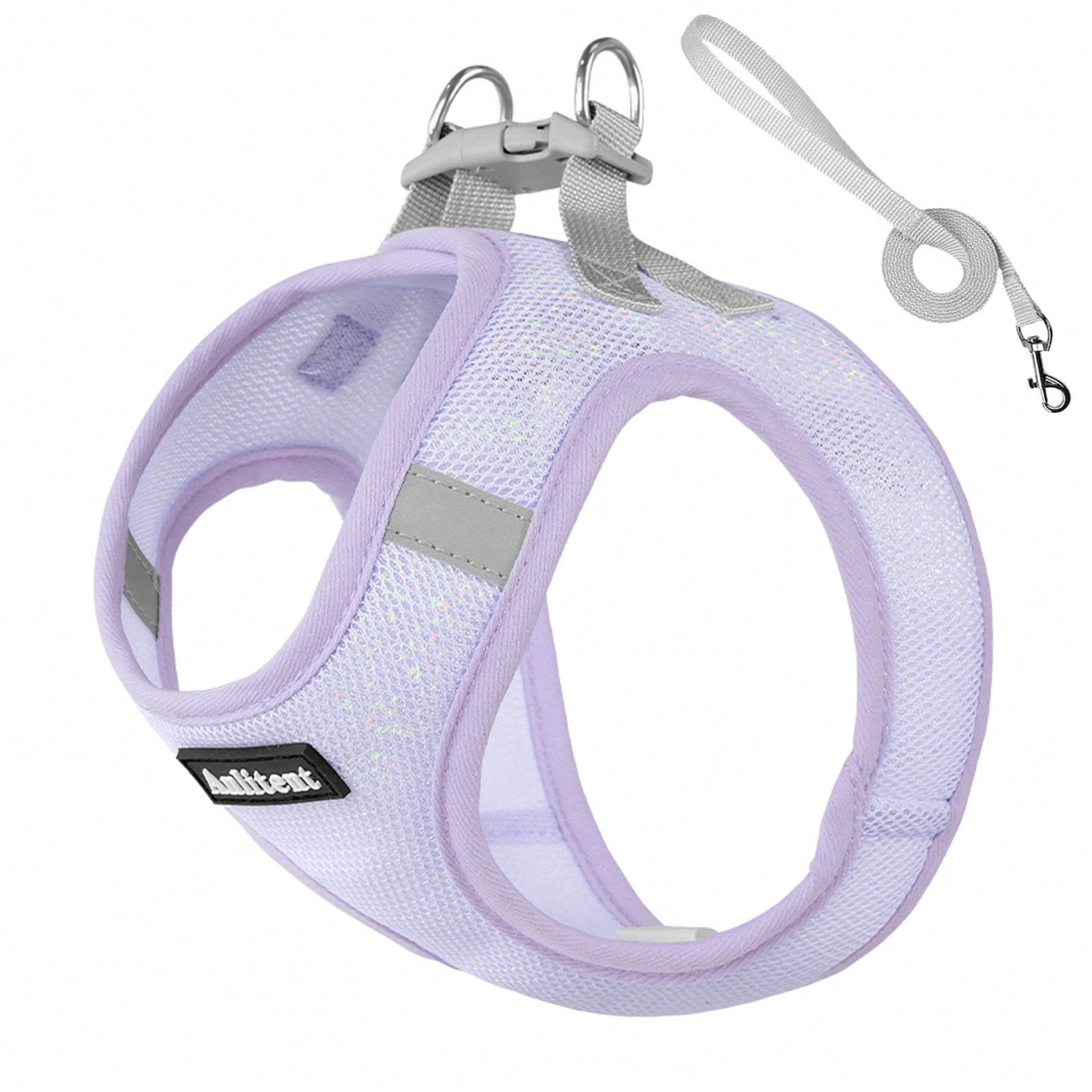 Colorblock reflective no-pull pet harness and 1.5m leash set for cats and small to medium dogs, featuring adjustable straps, breathable mesh, and anti-escape vest design.