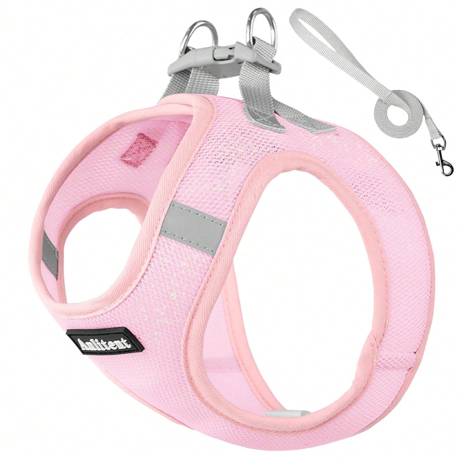 Colorblock reflective no-pull pet harness and 1.5m leash set for cats and small to medium dogs, featuring adjustable straps, breathable mesh, and anti-escape vest design.