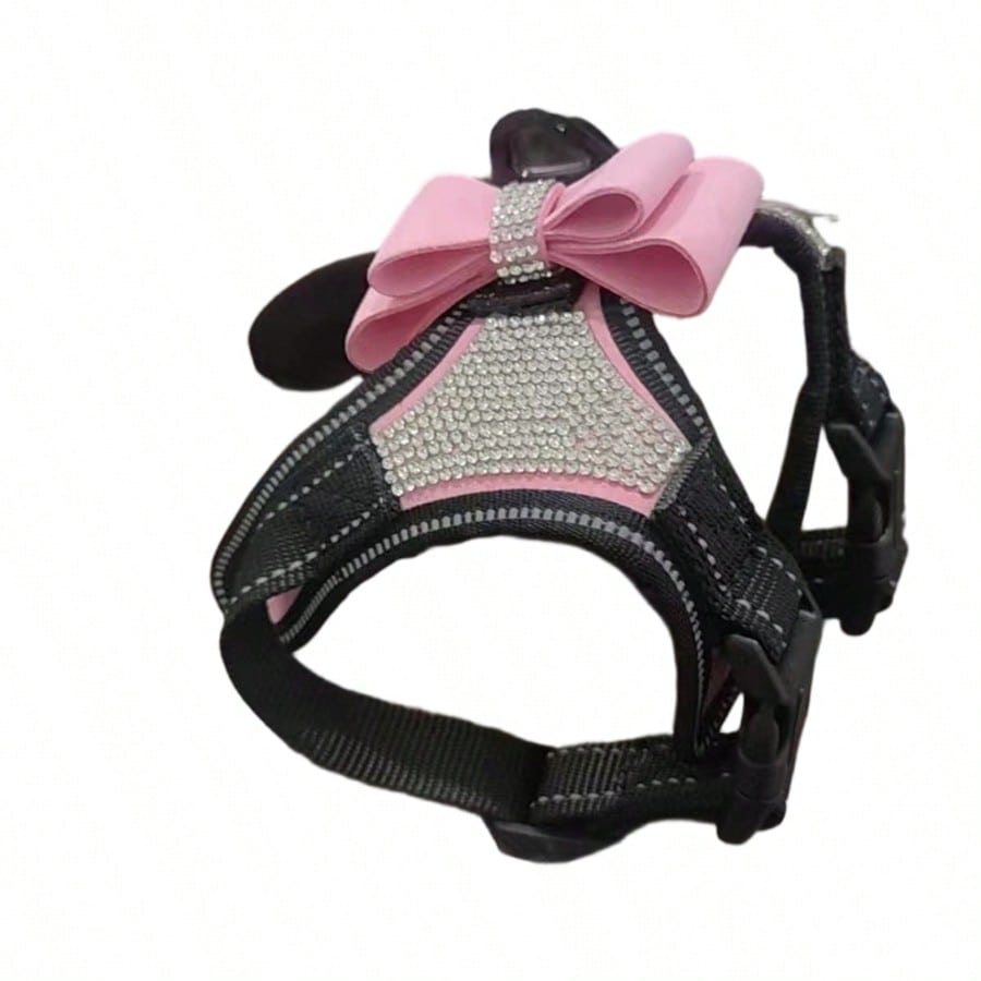 1pc Pink Reflective Plush Sequin Dog Collar, Adjustable Size, Comfortable And Breathable