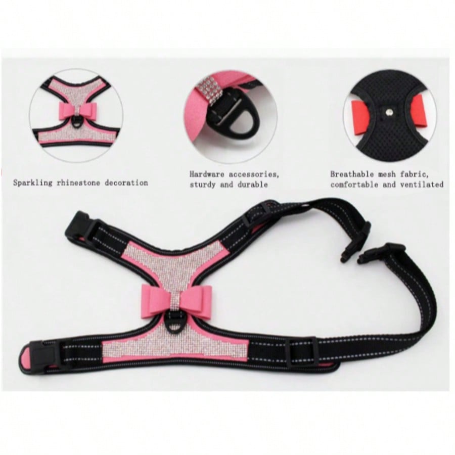 1pc Pink Reflective Plush Sequin Dog Collar, Adjustable Size, Comfortable And Breathable