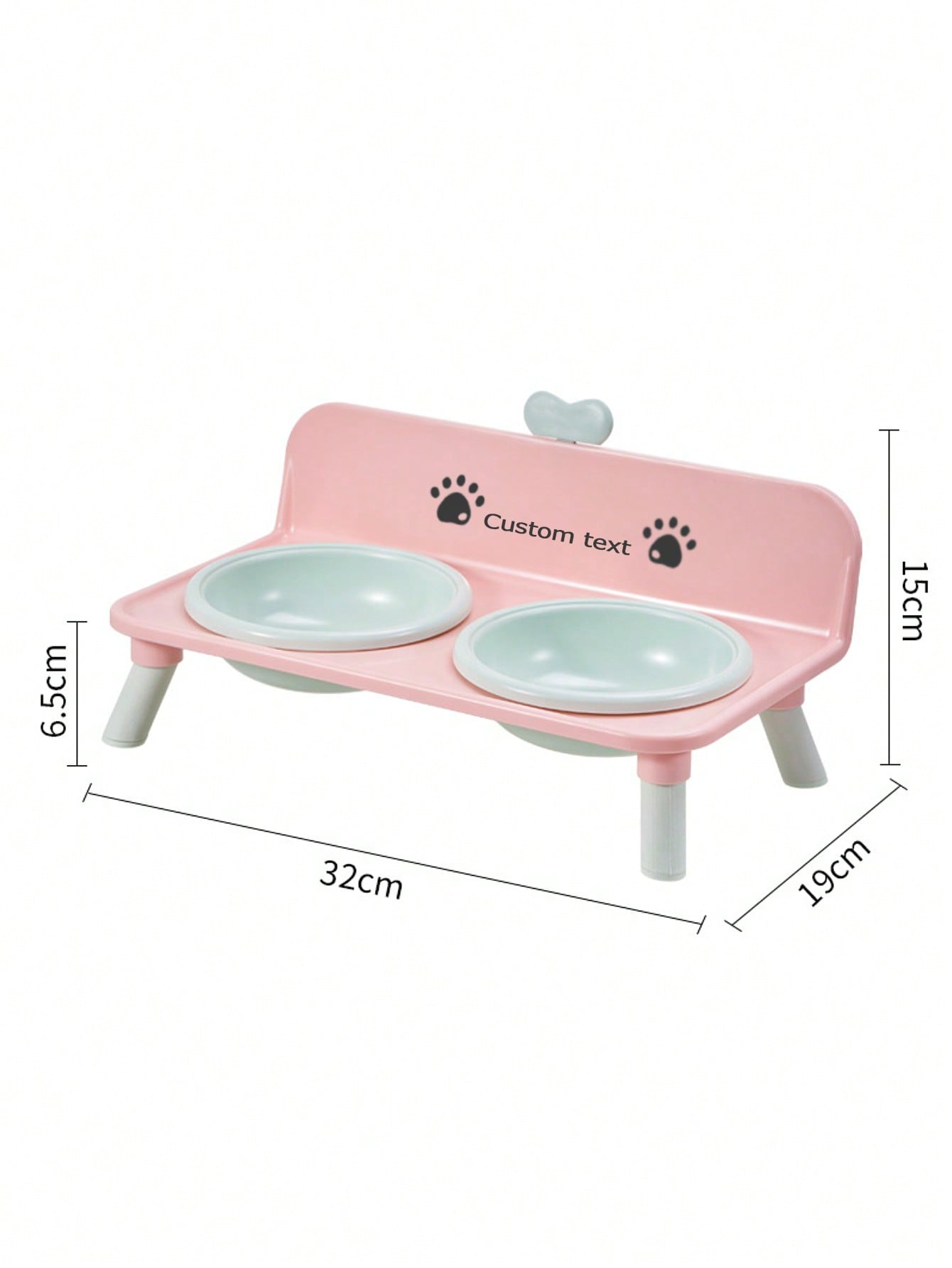 Customized Elevated Stainless Steel Plastic Dog Cat Bowl Set With Stand, Double Single Bowl Design, Small Dogs Cats, Heart Decor Splash Guard, Pet Feeder, Engraved Minimalist