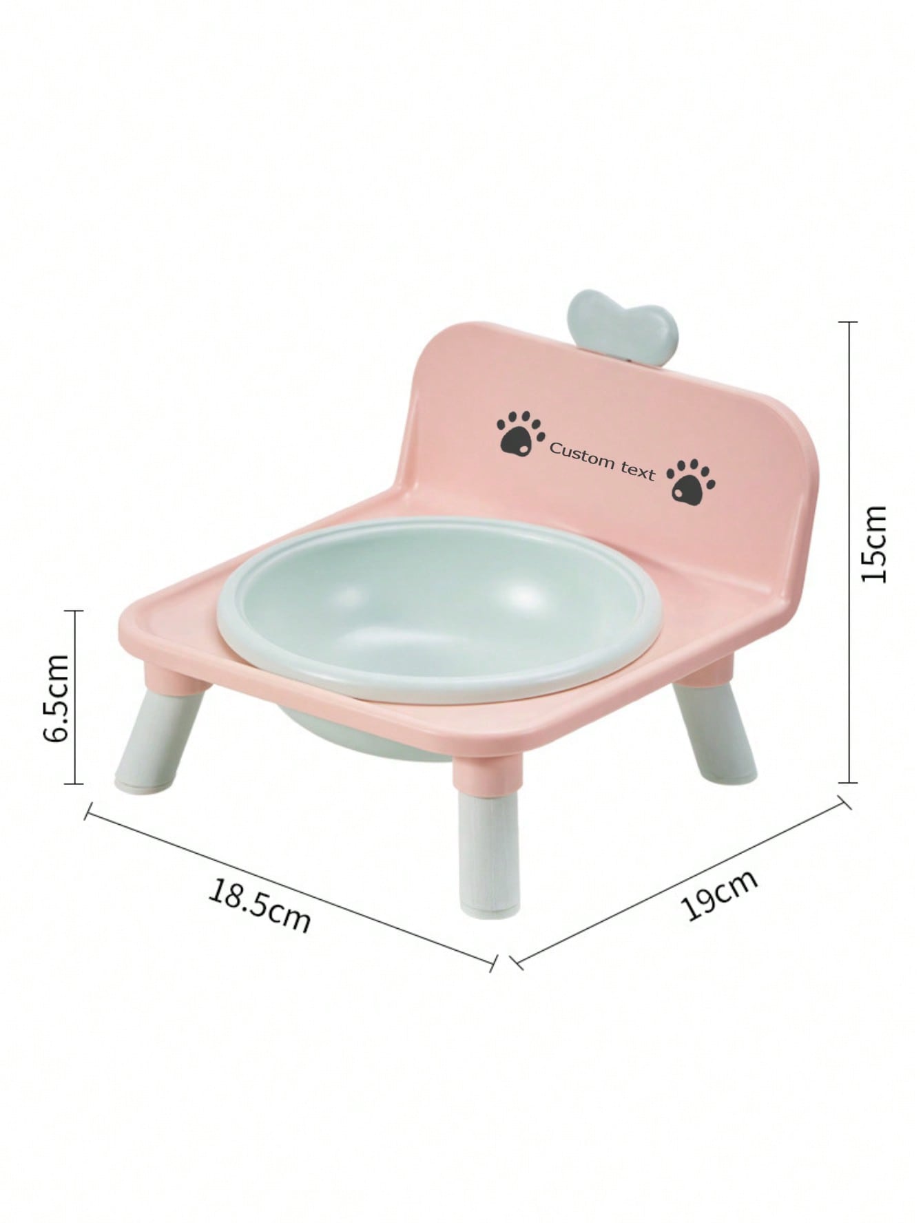 Customized Elevated Stainless Steel Plastic Dog Cat Bowl Set With Stand, Double Single Bowl Design, Small Dogs Cats, Heart Decor Splash Guard, Pet Feeder, Engraved Minimalist