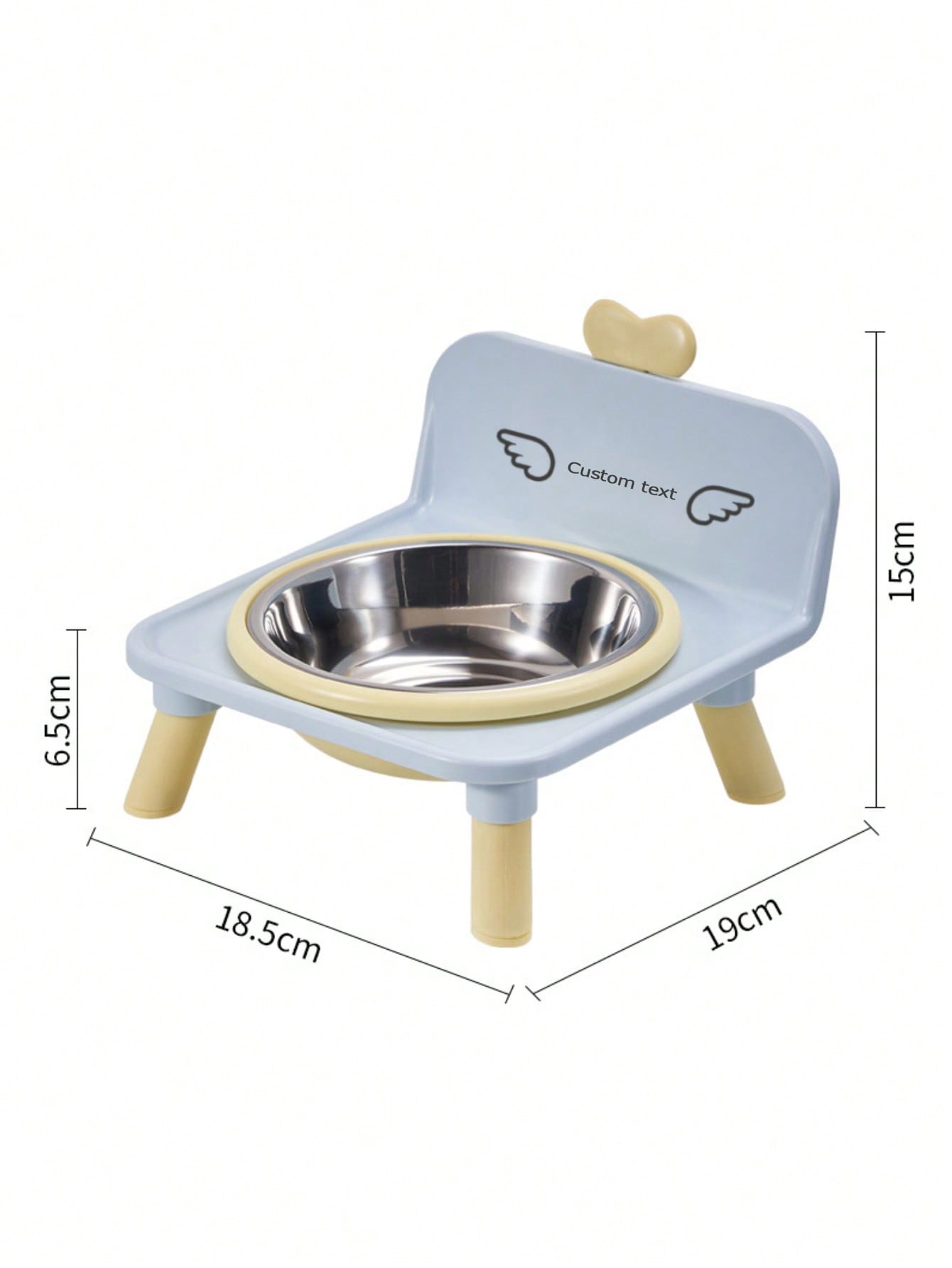 Customized Elevated Stainless Steel Plastic Dog Cat Bowl Set With Stand, Double Single Bowl Design, Small Dogs Cats, Heart Decor Splash Guard, Pet Feeder, Engraved Minimalist
