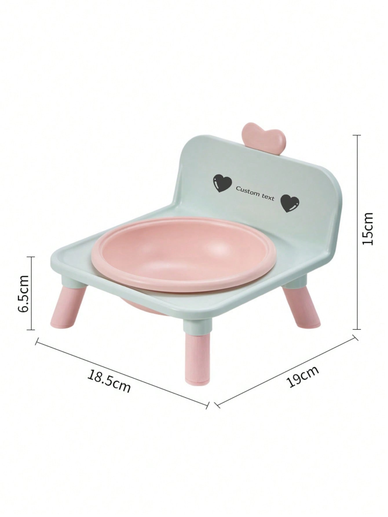 Customized Elevated Stainless Steel Plastic Dog Cat Bowl Set With Stand, Double Single Bowl Design, Small Dogs Cats, Heart Decor Splash Guard, Pet Feeder, Engraved Minimalist